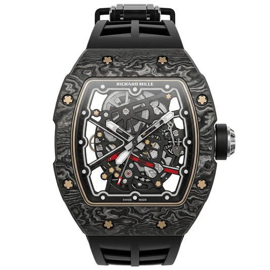 Richard Mille RM 35-02 Rafael Nadal watch with a Carbon TPT case and rubber strap.