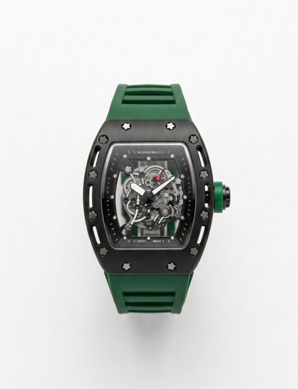Richard Mille RM 055 Bubba Watson Green Skeleton Automatic Watch – Sport Edition Rubber Strap