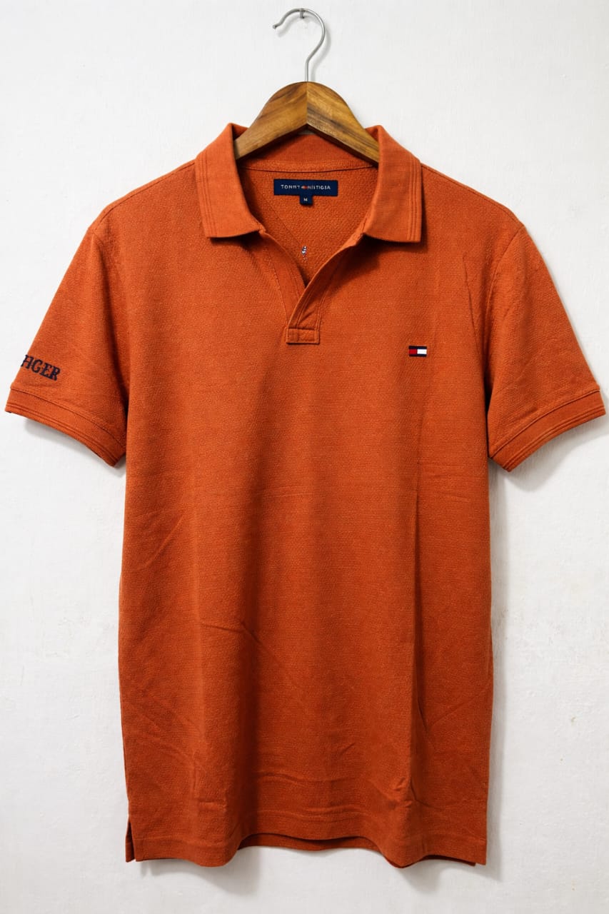 Tommy Hilfiger Classic Orange Cotton Polo Shirt – Modern Casual wear