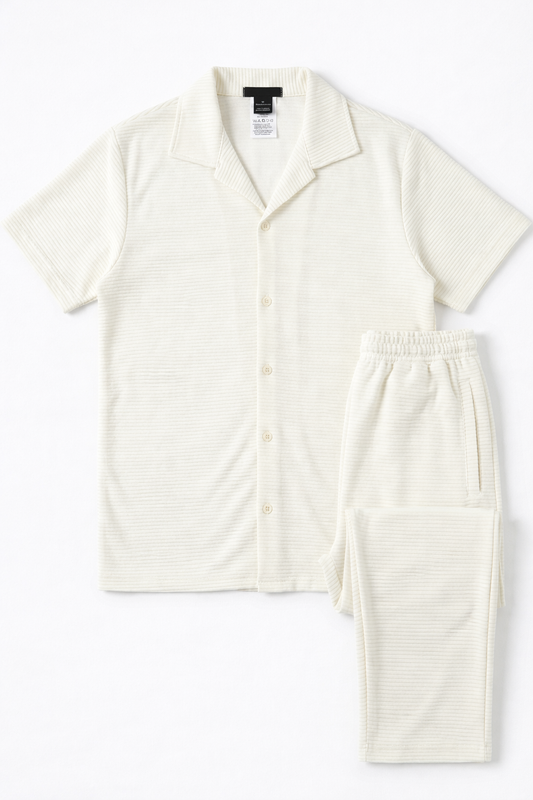 Unisex Tracksuit – Short Sleeve Cuban Collar Shirt & Matching Trouser