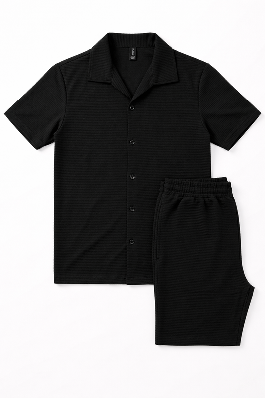 Unisex tracksuit – Short Sleeve Cuban Collar Shirt & Matching Trouser