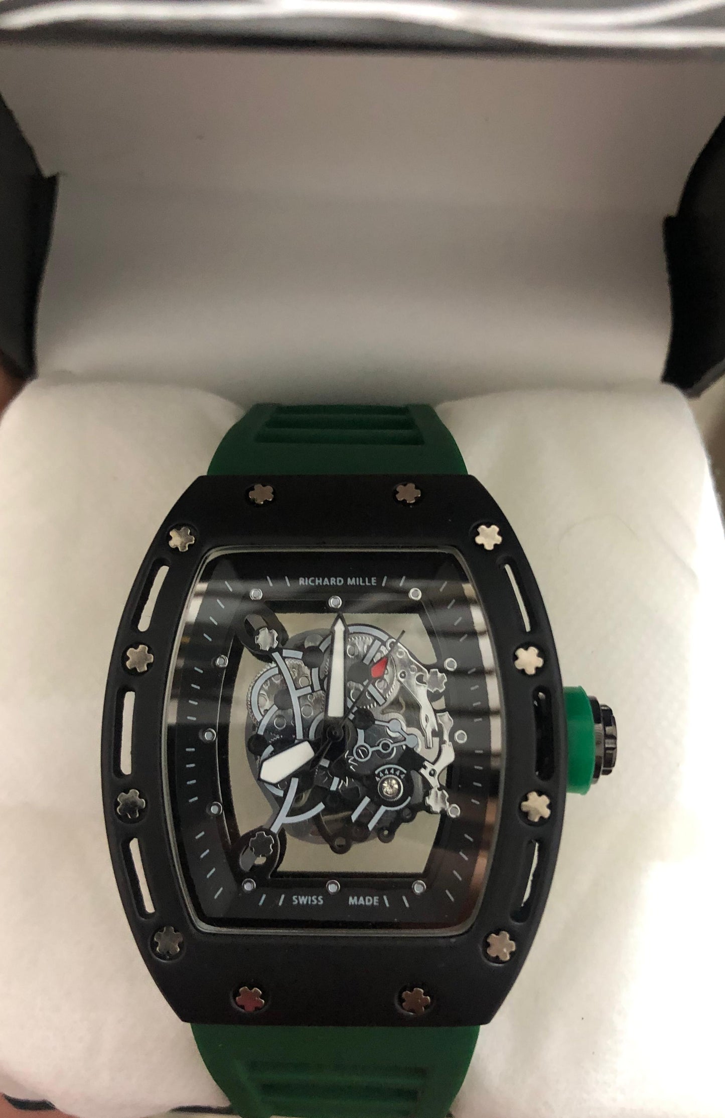 Richard Mille RM 055 Bubba Watson Green Skeleton Automatic Watch – Sport Edition Rubber Strap